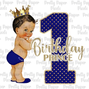 Prinz 1. Geburtstag PNG Sublimation Design, gold blau, königlicher Geburtstag, kleiner Prinz, erster Geburtstag, Sublimation Design, digitaler Download