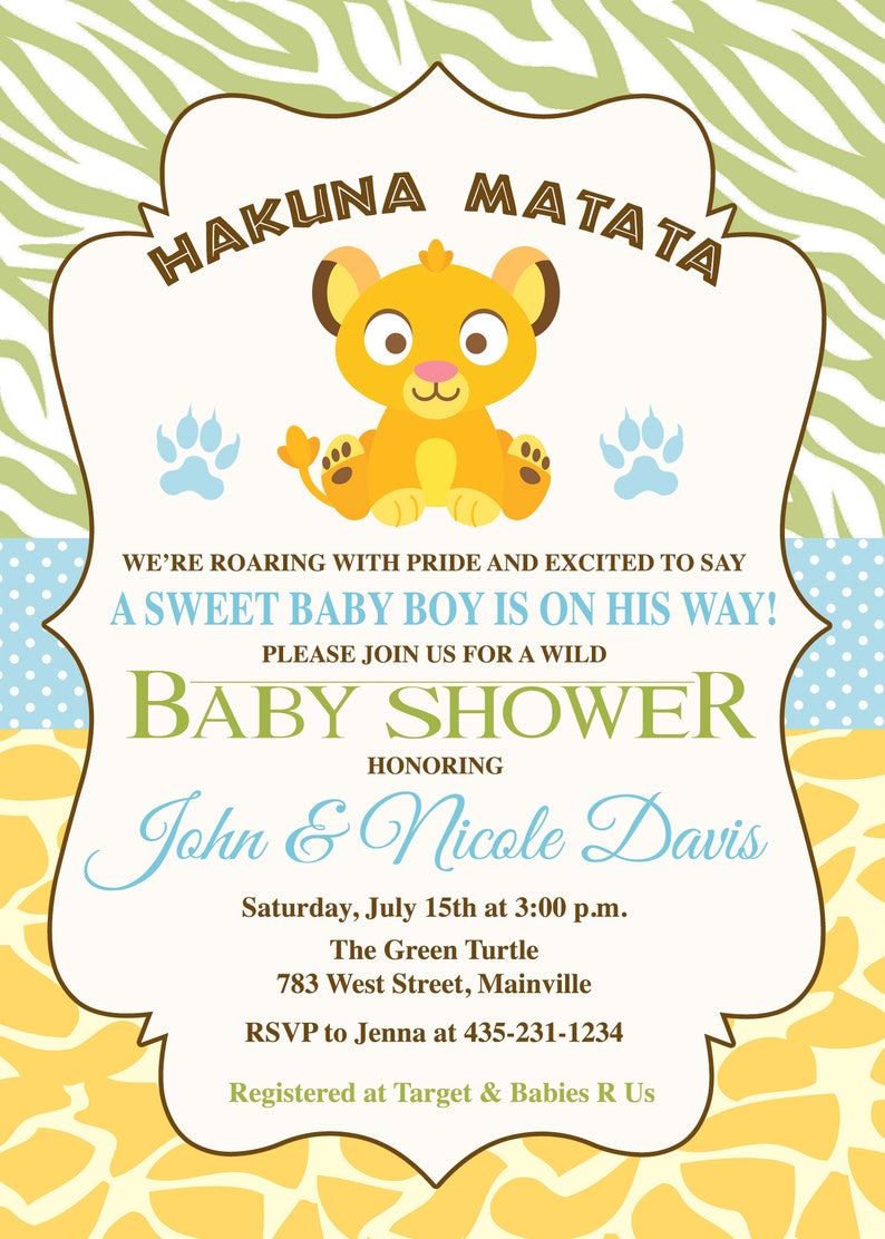 Lion King Baby Shower Invitation Digital or Printed Etsy