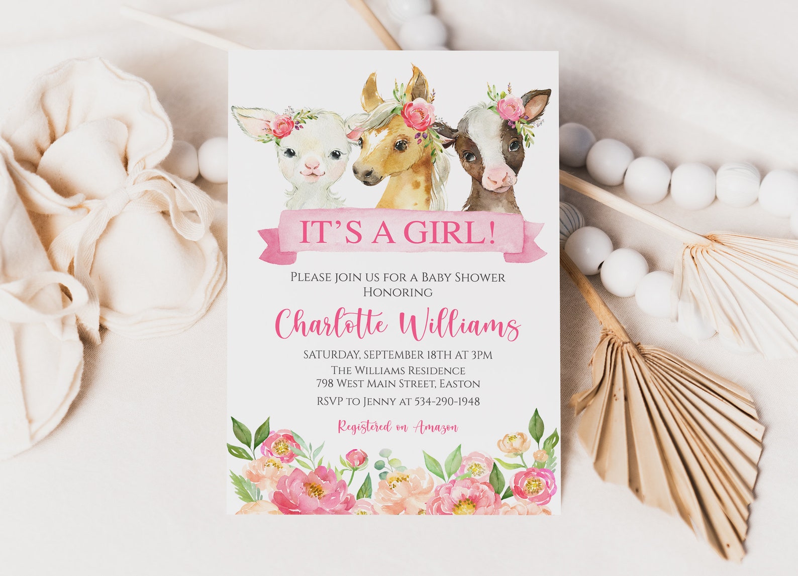 Farm Girl Baby Shower Invitation Farm Country Animal Etsy