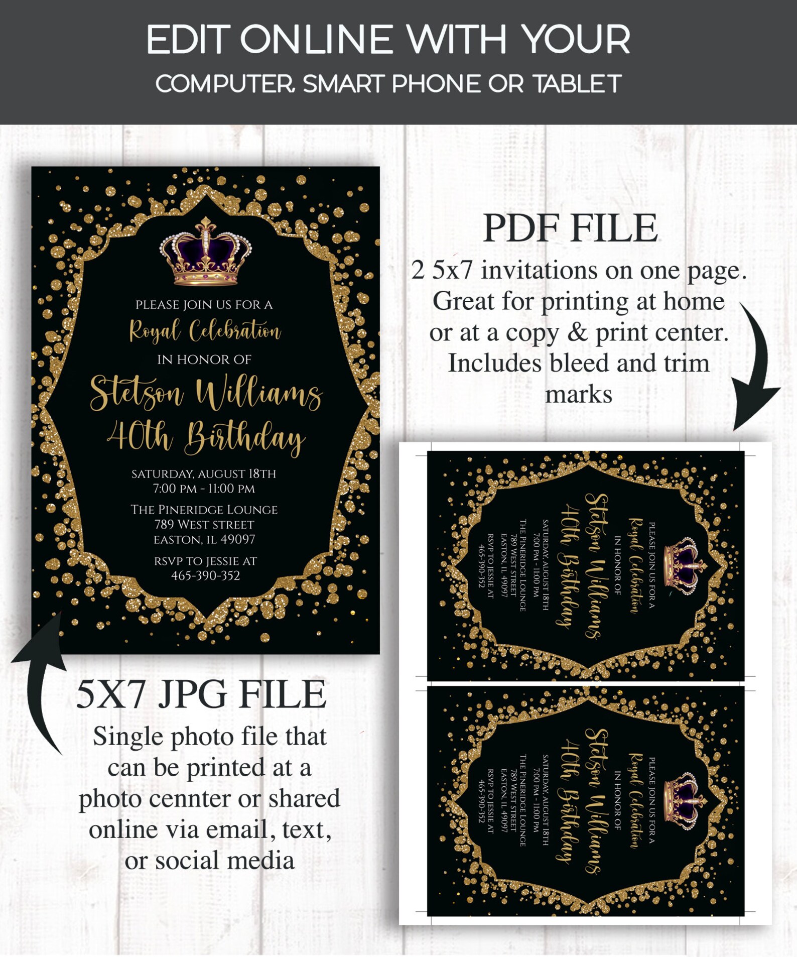 Royal Birthday Party Invitation King Prince Royal Etsy