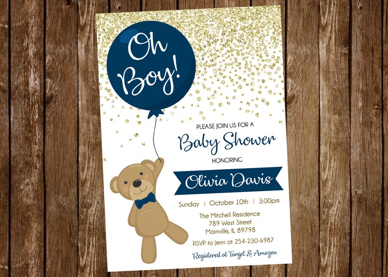 Teddy Bear Baby Shower Invitation Teddy Bear Bear Baby Etsy