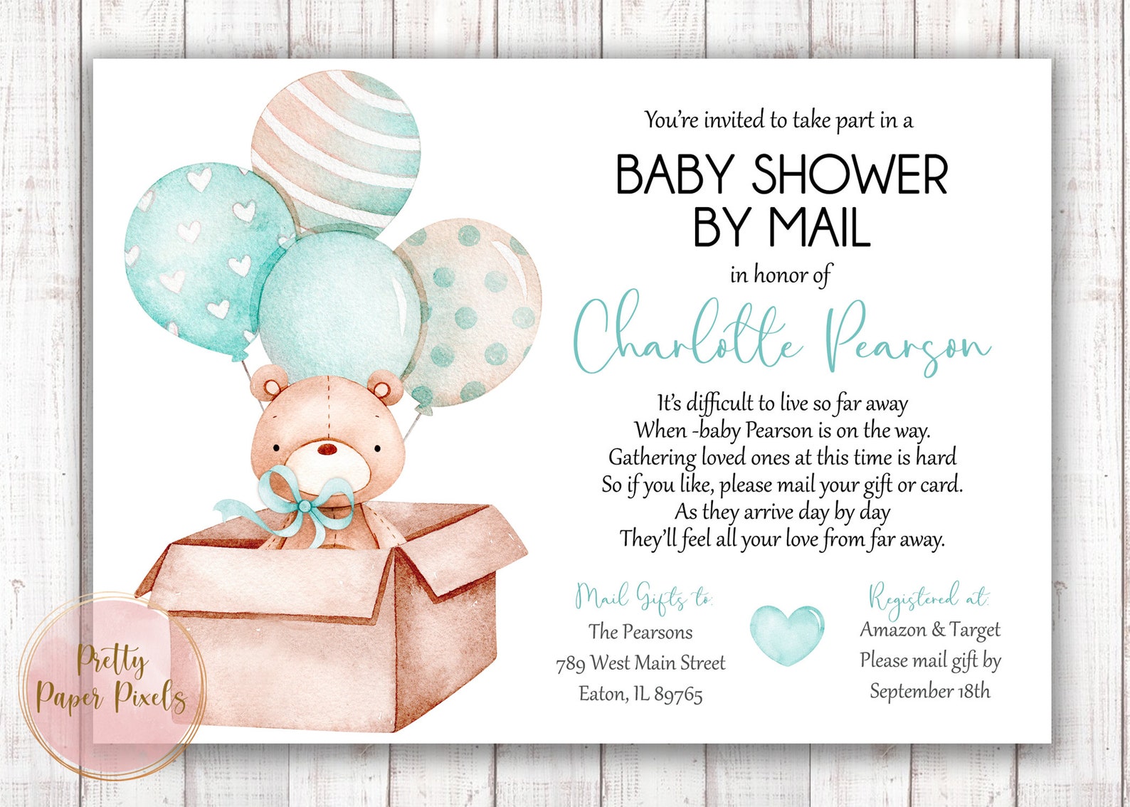 Shower by Mail Baby Shower Invitation Long Distance Social Etsy