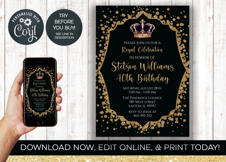 Royal Birthday Party Invitation King Prince Royal Etsy