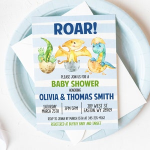 Dinosaur Boy Baby Shower Invitation, Dinosaur, Baby, Boy, Dino, Shower, Baby Shower, Party, Digital o Printed