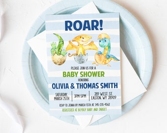 Dinosaur Boy Baby Shower Invitation, Dinosaur, Baby, Boy, Dino, Shower, Baby Shower, Party, Digital or Printed