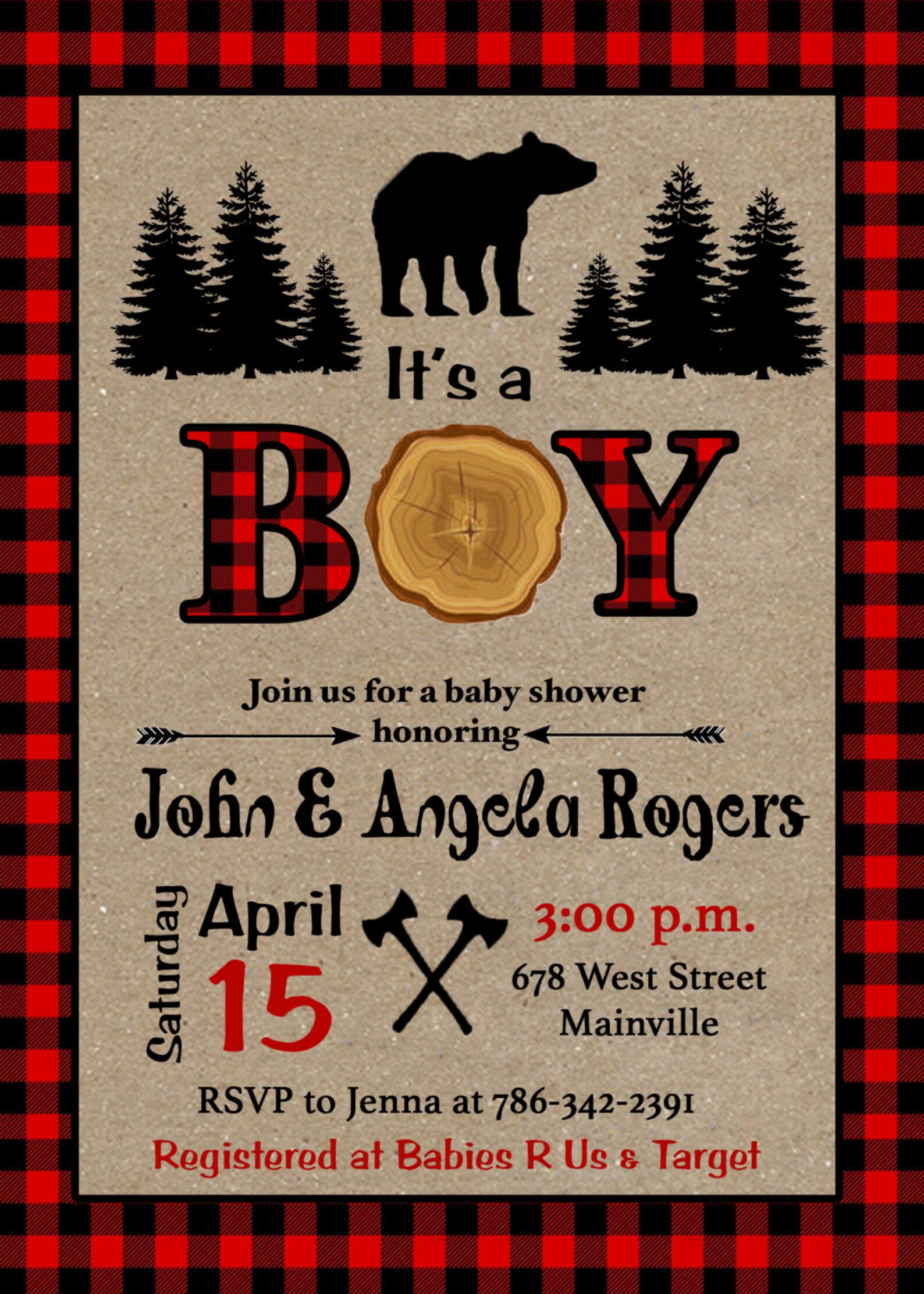 Lumberjack Baby Shower Invitation Boy Baby Baby Shower Etsy