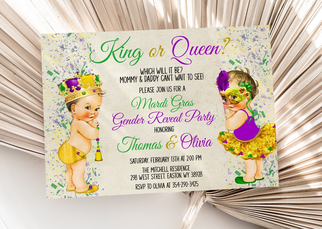 mardi gras themed gender reveal