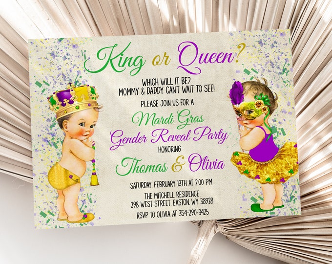 mardi gras gender reveal ideas