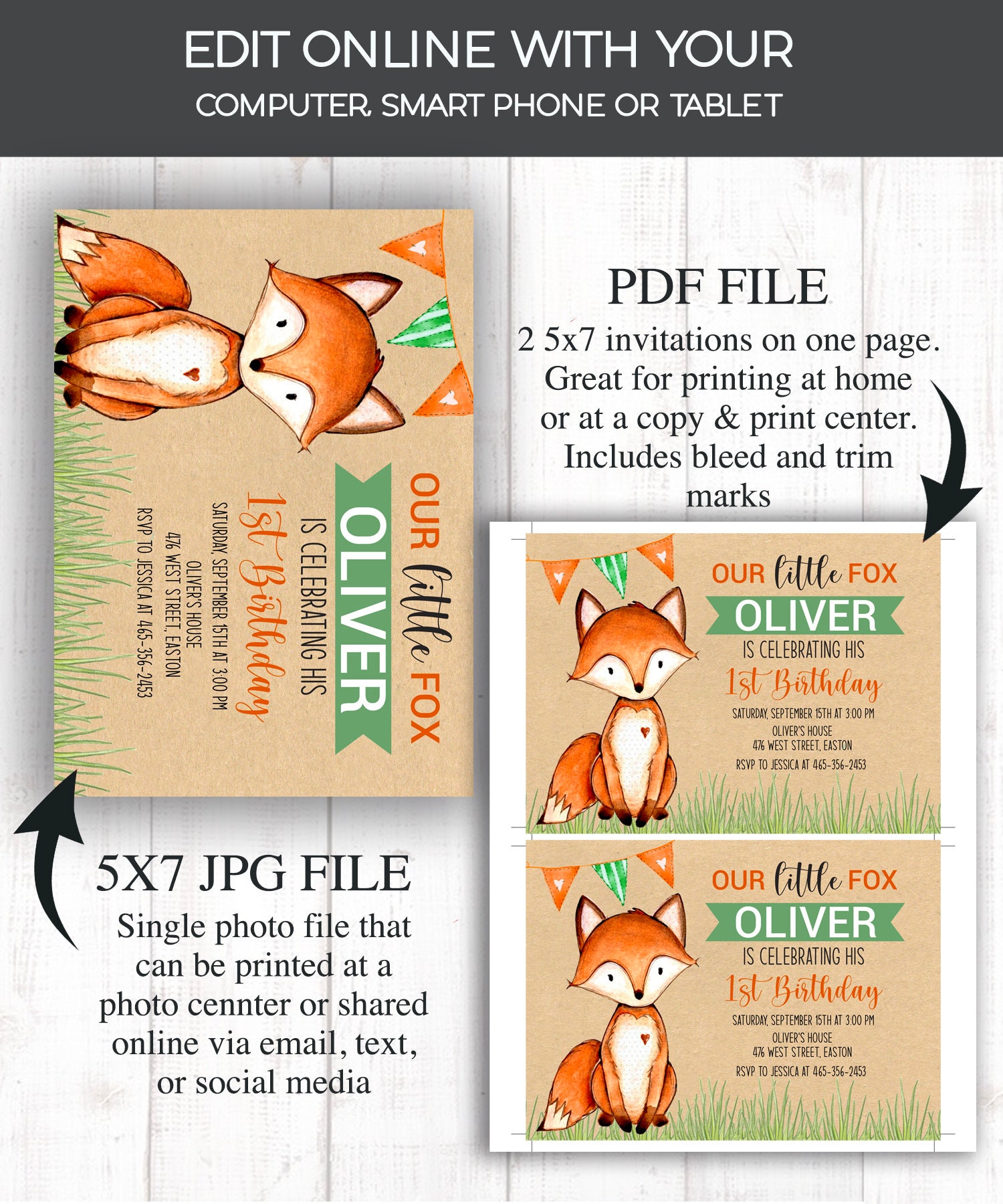 instant-download-fox-birthday-party-invitation-fox-orange-green-1st-birthday-one-any-age-editable-digital-etsy for Free Printable Fox Birthday Invitations INSTANT DOWNLOAD Fox Birthday Party Invitation Fox Orange Green 1st Birthday One Any Age Editable Digital - Etsy for Free Printable Fox Birthday Invitations