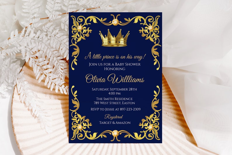 Prince Baby Shower Invitation Royal Baby Shower Boy Etsy