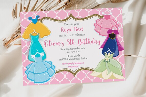 Lot 8 cartes d'invitation anniversaire enfant - Fille - Princesse en  Aquarelle