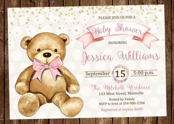 teddy bear baby shower for girl