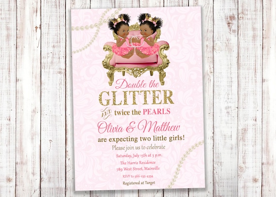 etsy twin baby shower invitations
