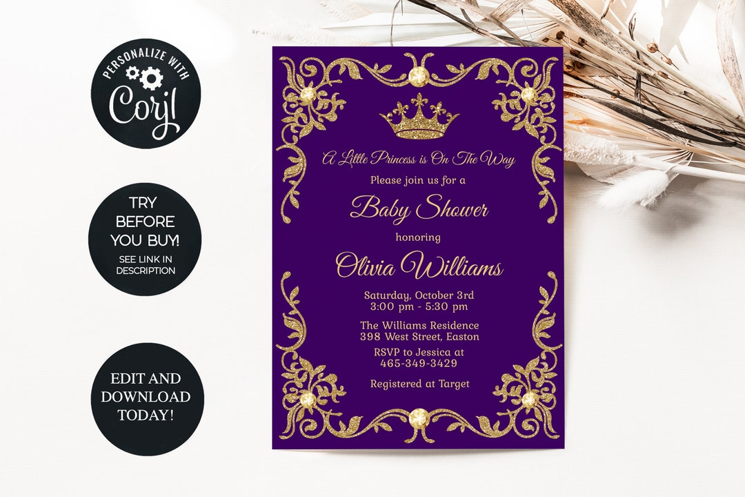 Princess Baby Shower Invitation, Baby Girl, Girl, Baby Shower, Royal