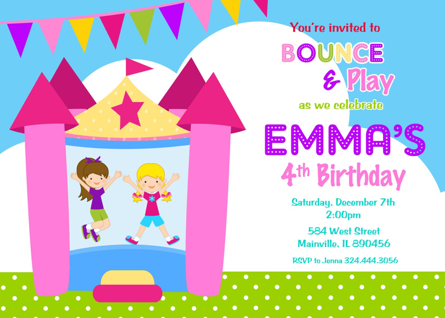 Bounce House Birthday Party Invitation / Bouncy Castle / Etsy
