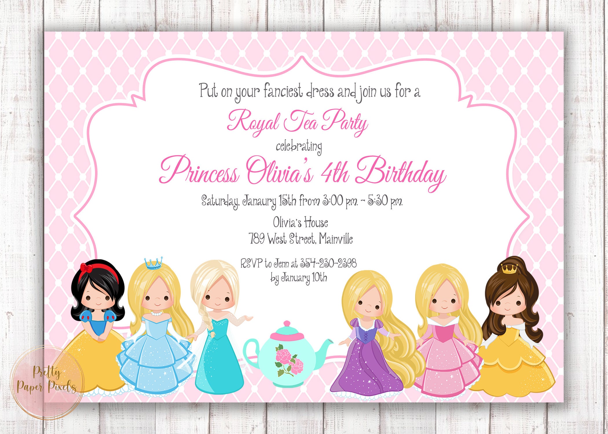 Princess Tea Party Invitation Tea Party Princess Tea Royal - Etsy UK