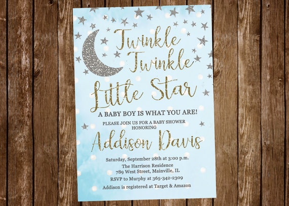 twinkle twinkle little star invitations boy