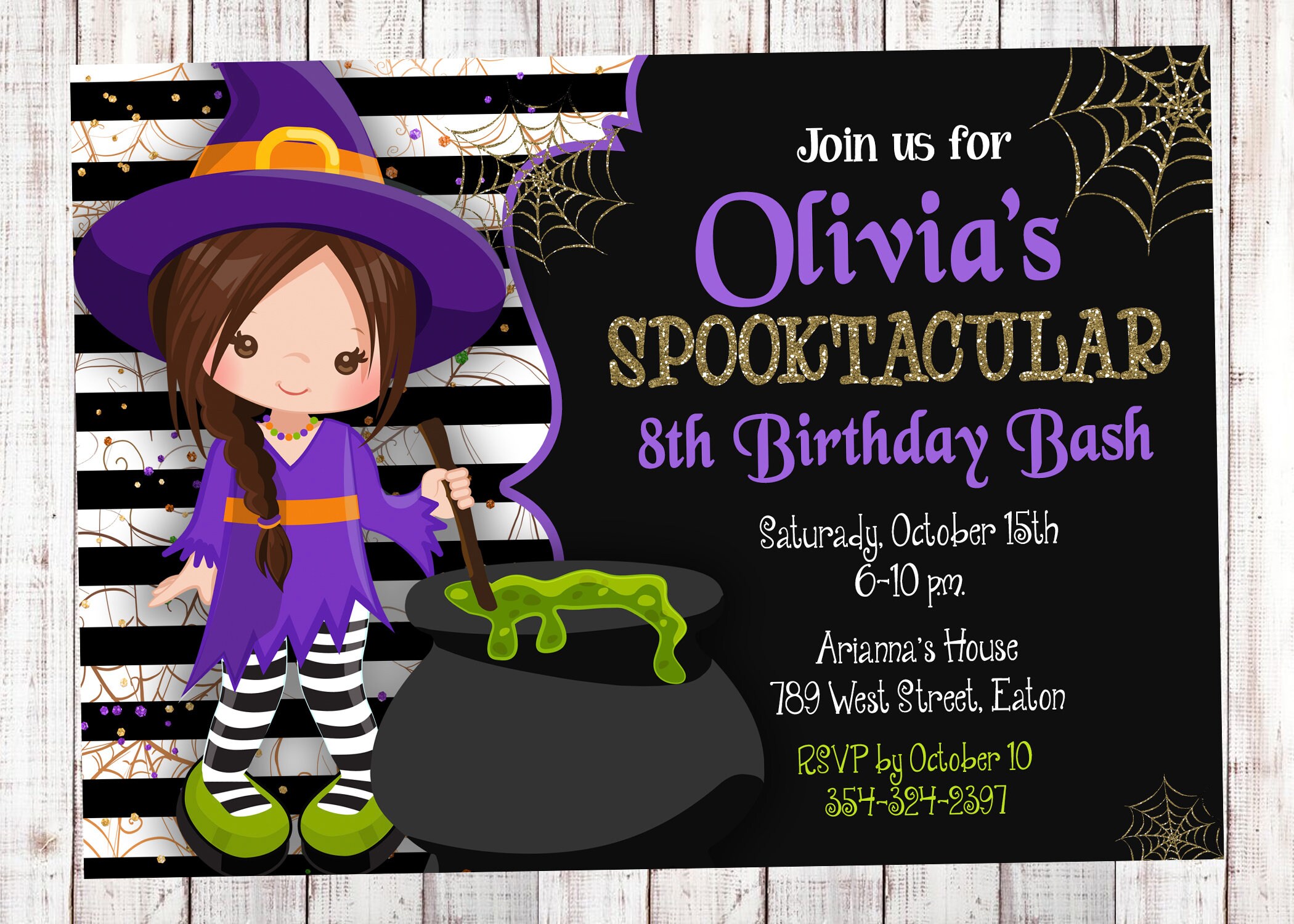 Invitation Danniversaire De Sorciere Fete Dhalloween Etsy France