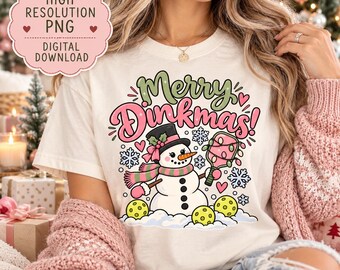 Fröhliche Weihnachten (PNG), Pickleball-Weihnachtsmotiv (PNG), Pickleball-Sublimation, Design für ein festliches Pickleball-Shirt, Sofortiger digitaler Download