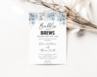 Invitación para despedida de soltera de Bubbles & Brews, boda mixta (digital o impresa)