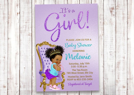purple and gold baby shower invitations