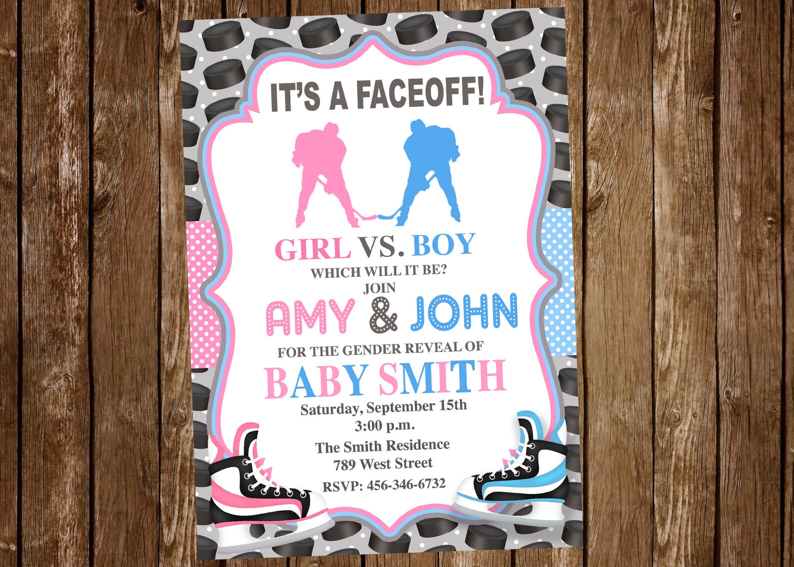 Hockey Gender Reveal Invitation Hockey Gender Reveal Boy or Etsy