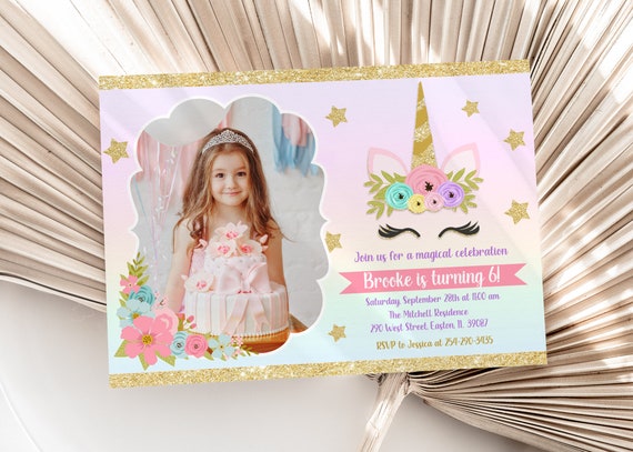 Carte Invitation Licorne Invitation Années 30 - Anniversaire Pour Enfant Ou Adulte Invitation Anniversaire Licorne