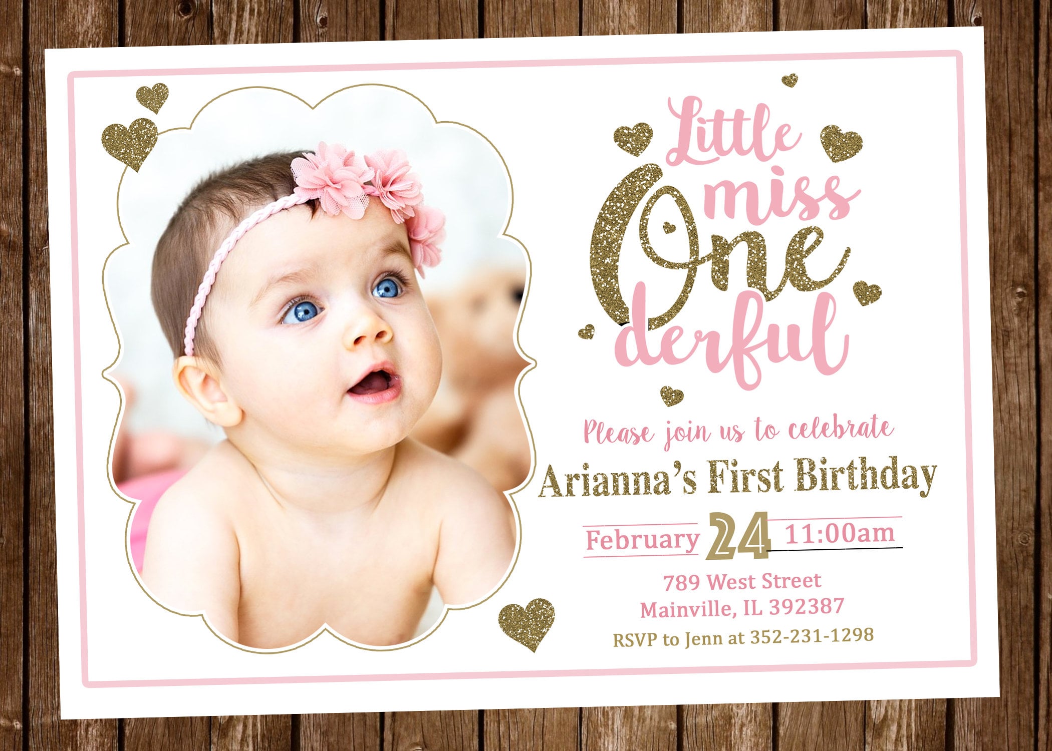 Paper & Party Supplies Templates Paper Little Miss Onederful Invitation