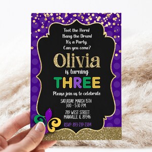 Mardi Gras Birthday Party Invitation, Girl, Mardi Gras, Carnival, Child, Teen, Tween, Birthday, Party, Digital or Printed