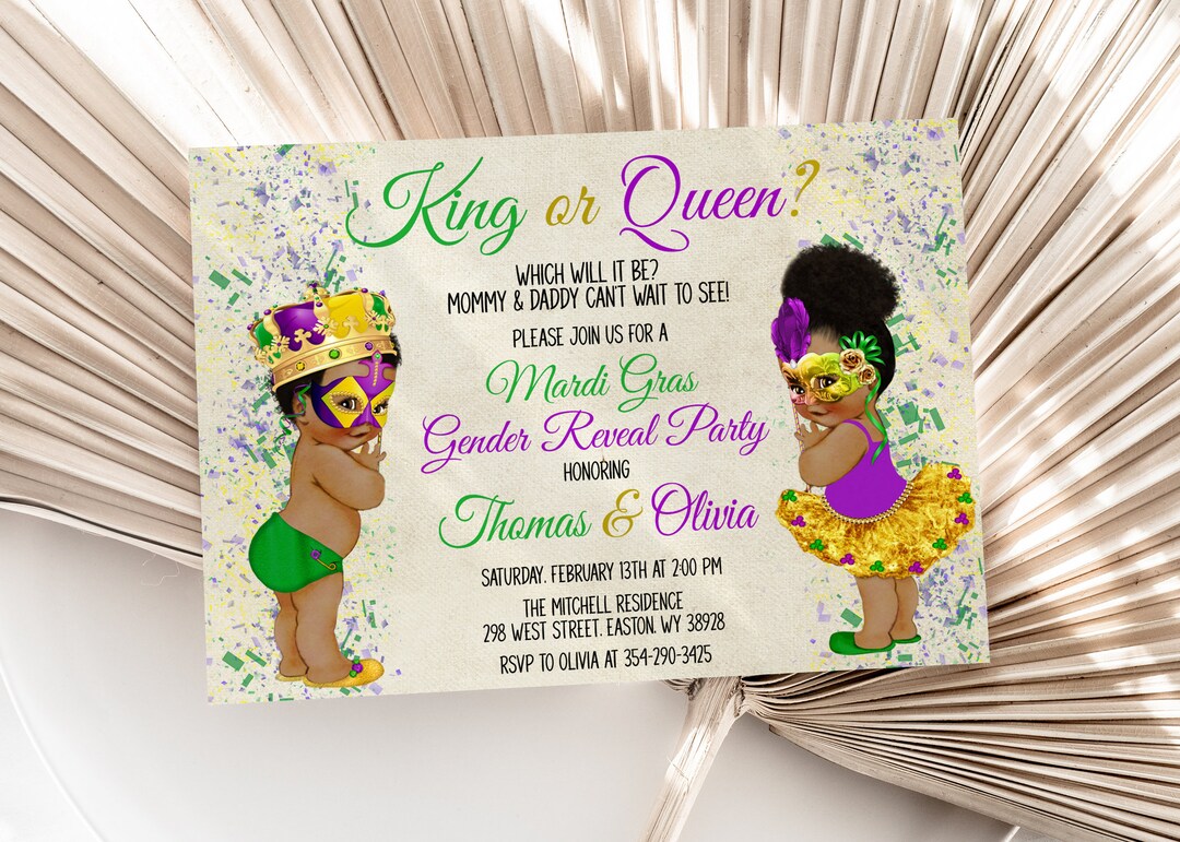 mardi gras gender reveal decorations