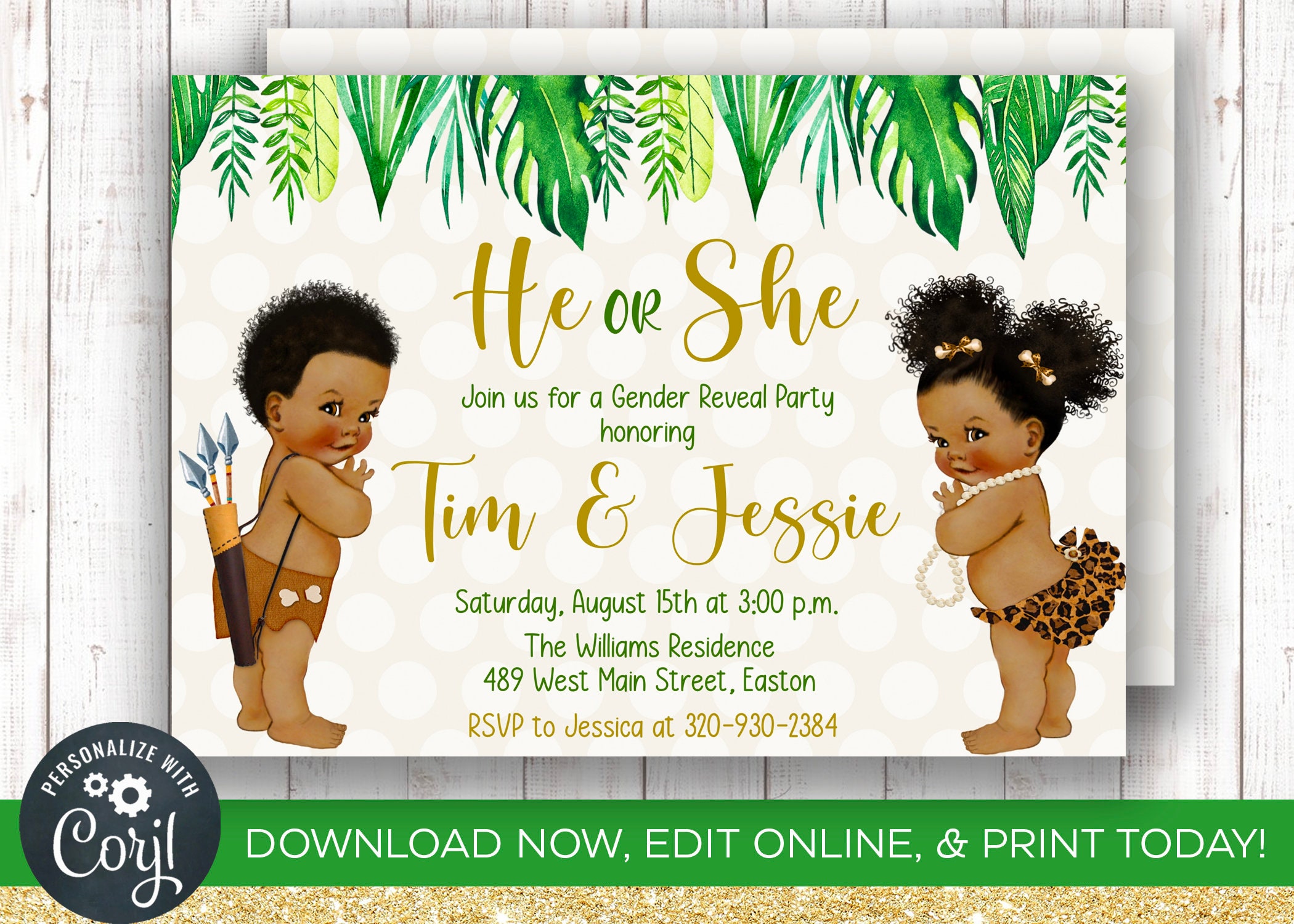 A Wild One Is On The Way Banner – Safari Dschungel Baby-Party Dekoration Mit Schwarzem Glitzer