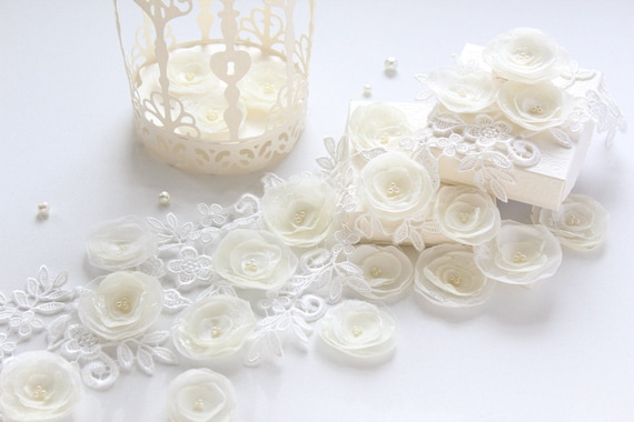 2 Chiffon Flowers Soft Fabric Rose Silk Flower Bridal Wedding Craft Supply