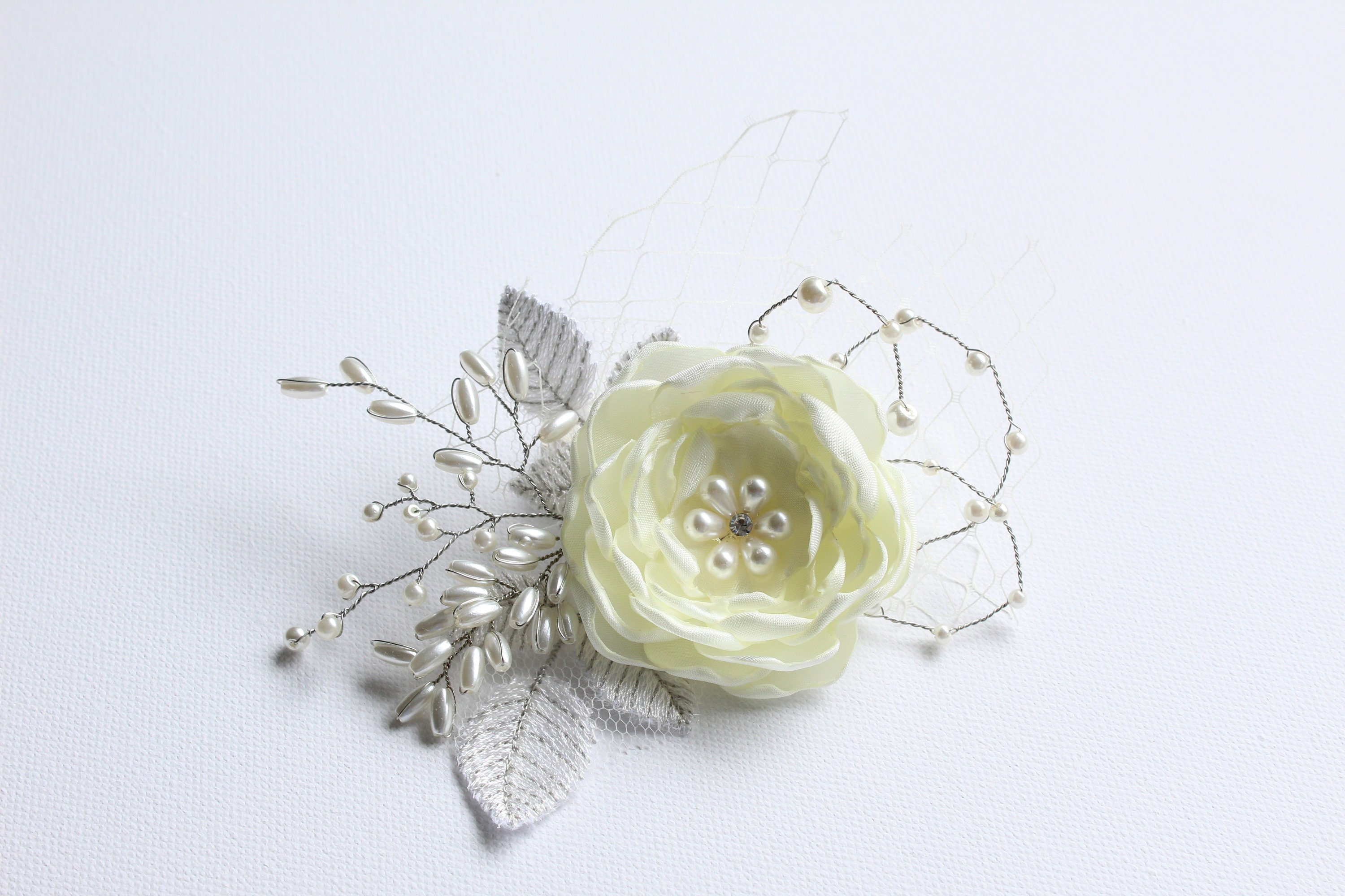 Ivory Satin Flower Hair Clip Etsy Canada