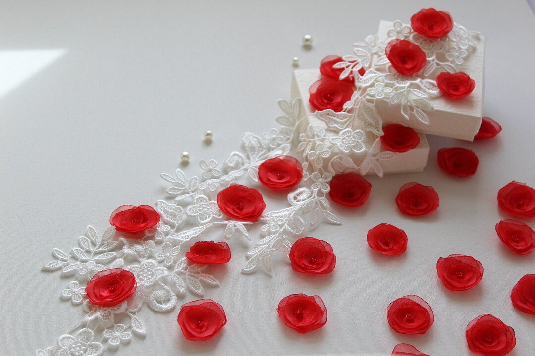 Red Fabric Flowers fabric Flowers mini Flowers chiffon Etsy