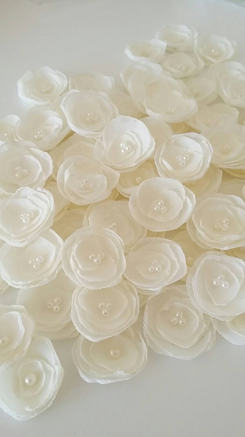 Ivory Fabric Flowers Wedding Flowers Small Fabric Flowers Etsy UK