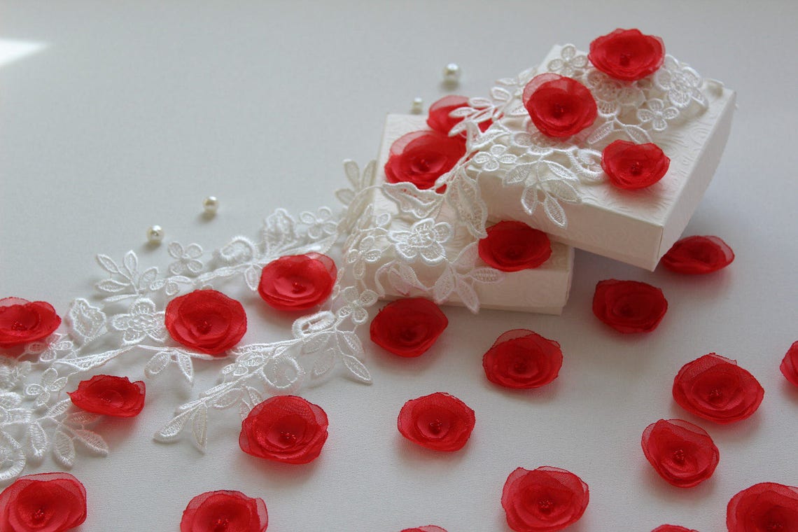 Red Fabric Flowers fabric Flowers mini Flowers chiffon Etsy