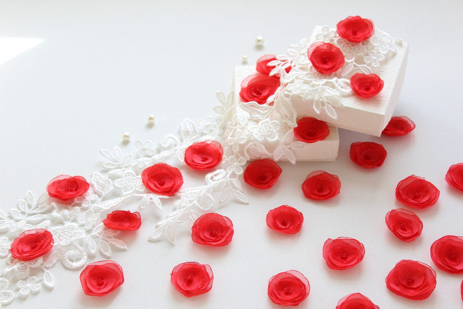 Red Fabric Flowers fabric Flowers mini Flowers chiffon Etsy