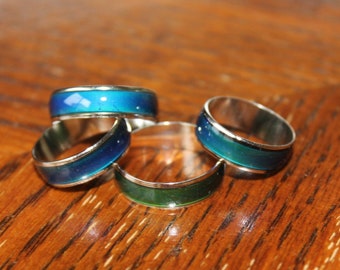 Retro 90's Mood Ring, Color Sensitive, Vintage Band Ring, Novelty Jewelry