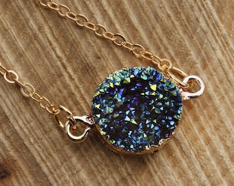 Blue Angel Aura Adjustable Resin Druzy Bracelet with Lobster Clasp
