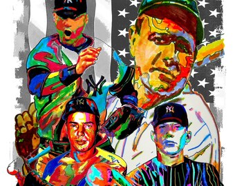NEW YORK Yankees Retro Baseball Poster LaGuardia DiMaggio Gherig Art Print 146