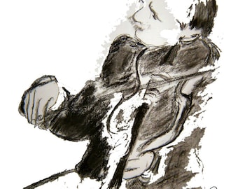 violin drawing etsy