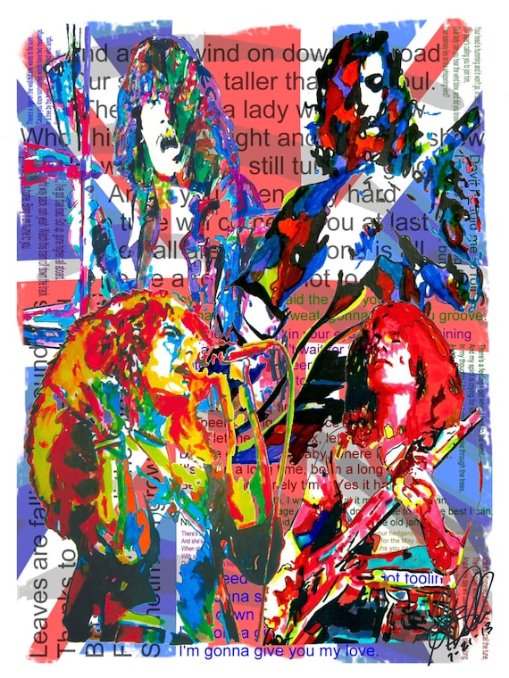 Signeddated Artist Wcoa Original PlantJohn ZeppelinJimmy X By 24 PageRobert 3 JonesBonham From Paul Poster Drawing 18 Led 29eWEDIYH