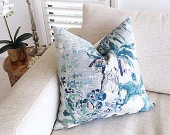 Seafoam Linen Cushions, Floral Pillow Covers. Lisette Mint, Sea Mist, Seafoam, Teal Floral Cushions, Scatter Cushion, Decorative Pilows.