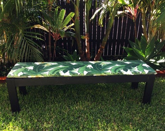 Tropical Palm Leaf Bench Seat Pad: Tommy Bahama Outdoor Cushion