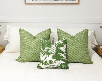 Green Aviary Bird Pillow Cover, Hamptons Style