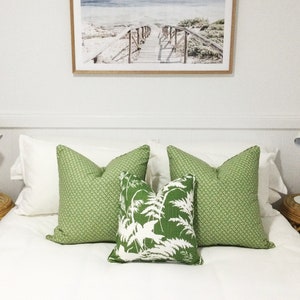 Green Aviary Bird Pillow Cover, Hamptons Style