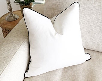 Cojines blancos, fundas de almohada blancas, fundas de cojín en blanco y negro, cojín decorativo de lona de 12 oz.