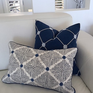 Cushions, Navy Cushions, Navy Pillows, Embroidered Cushion Cover, Wilshire Cushions, Scatter cushions, Pillows