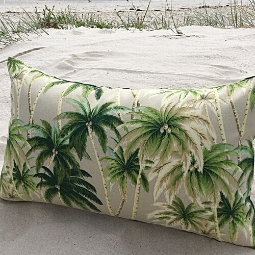 Palm Tree Cushion Covers Shorline Coastal Pillows Beach Decor Etsy
