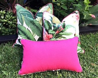 Tropical Palm Leaf Outdoor Cushion Cover: Tommy Bahama Designer Fabric